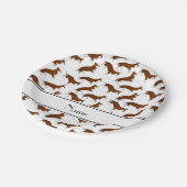 白いパーソナライズされたウェルシュコーギーにカーディガン・ドッグという名前を付ける ペーパープレート (アングル)