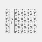 白いパーソナライズされたオールド・イングリッシュ・シープドッグ犬の名前 フリースブランケット (正面(横))