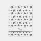 白いパーソナライズされたオールド・イングリッシュ・シープドッグ犬の名前 フリースブランケット (正面)