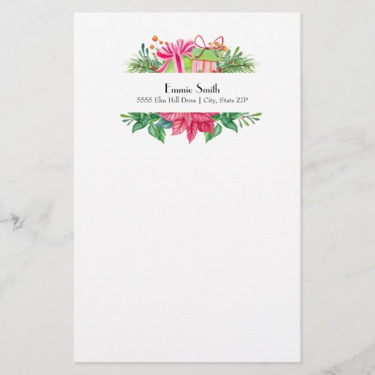 白いパーソナライズされたクリスマスギフト文具 便箋 (正面)