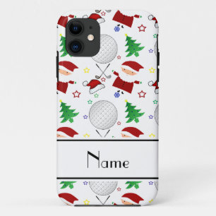 白いパーソナライズされたクリスマスゴルフの名前 iPhone 11 ケース