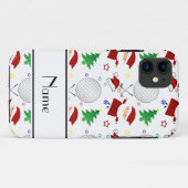 白いパーソナライズされたクリスマスゴルフの名前 Case-Mate iPhoneケース (裏面(横))