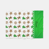 白いパーソナライズされたクリスマス・クッキー フリースブランケット (正面(横))