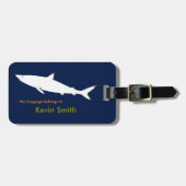 白いパーソナライズされたサメを旅行する ラゲッジタグ (正面横)