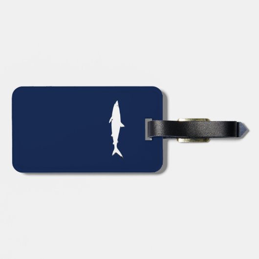 白いパーソナライズされたサメを旅行する ラゲッジタグ (裏面横)