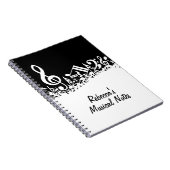 白いパーソナライズされたジャムリングされた楽譜（黒） ノートブック (右側)