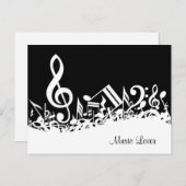 白いパーソナライズされたジャムリングされた楽譜(黒) ポストカード (正面/裏面)