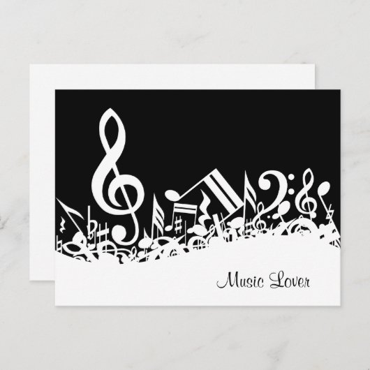 白いパーソナライズされたジャムリングされた楽譜（黒） ポストカード (正面/裏面)