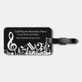 白いパーソナライズされたジャムリングされた楽譜（黒） ラゲッジタグ (裏面横)