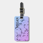 白いパーソナライズされたジャムリングされた楽譜（黒） ラゲッジタグ (正面縦)