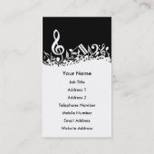 白いパーソナライズされたジャムリングされた楽譜（黒） 名刺 (裏面)