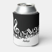 白いパーソナライズされたジャムリングされた楽譜(黒) 缶クーラー (缶裏面)