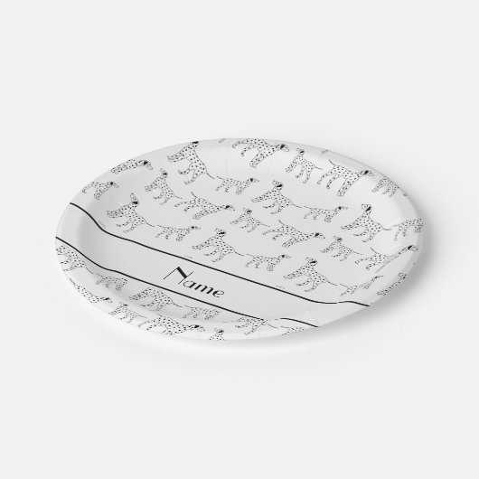 白いパーソナライズされたダルマ犬の名前 ペーパープレート (アングル)