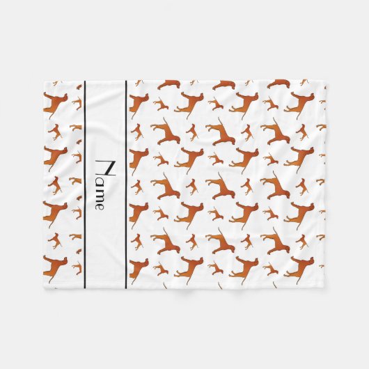 白いパーソナライズされたローデシアンの隠し犬の名前 フリースブランケット (正面(横))
