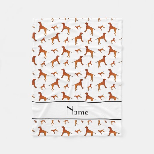 白いパーソナライズされたローデシアンの隠し犬の名前 フリースブランケット (正面)