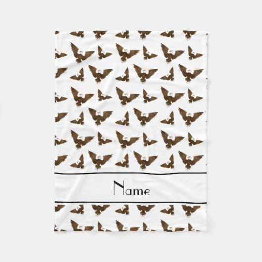 白いパーソナライズされたワシの名前 フリースブランケット (正面)