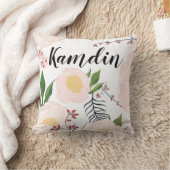 白いパーソナライズされた上に白いフローラの花を枕 クッション (ブランケット)