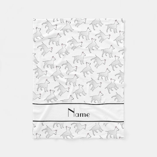 白いパーソナライズされた牛のテリア犬 フリースブランケット (正面)
