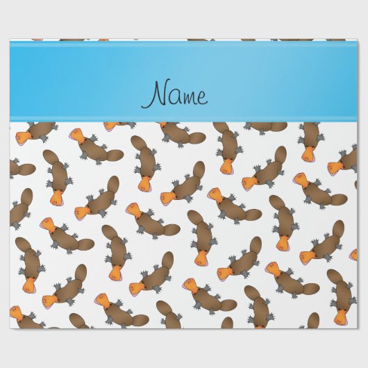 白いパーソナライズされた白金模様の名前 ラッピングペーパー (フラット)