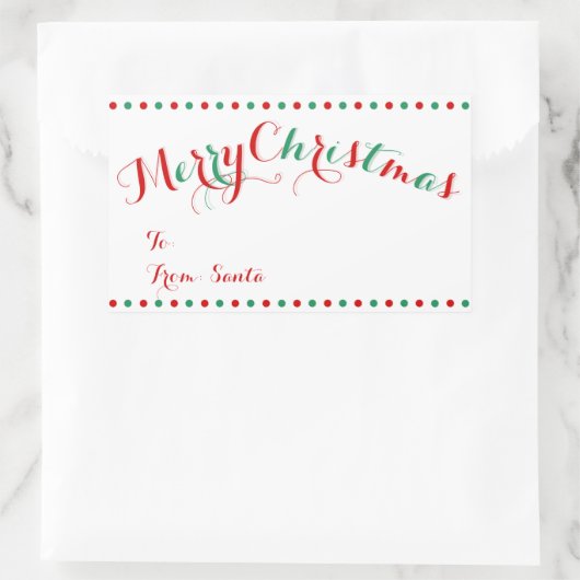 白いパーソナライズされた長方形クリスマスギフトタグ 長方形シール (バッグ)