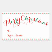 白いパーソナライズされた長方形クリスマスギフトタグ 長方形シール (正面)