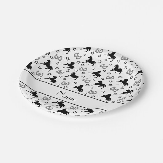 白いパーソナライズされた馬の名を馬に付ける ペーパープレート (アングル)