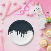 白いパーティープレートに炭のしずく - カスタマイズ可能 ペーパープレート (パーティー)