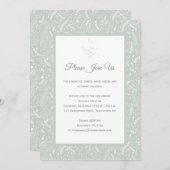 白いヒイラギの実を持つミントフローラ渦紋 招待状 (正面/裏面)