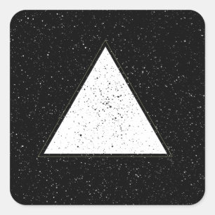 白いヒップスターの宇宙の三角形の黒の背景 スクエアシール