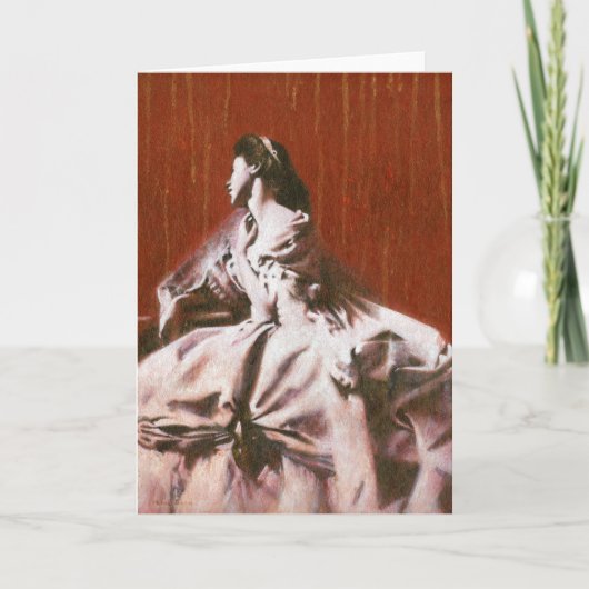 白いビクトリアンヴィンテージグリーティングカードの少女 カード (正面)