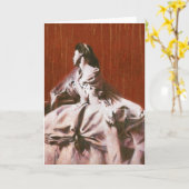 白いビクトリアンヴィンテージグリーティングカードの少女 カード (黄色い花)