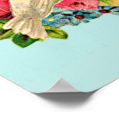 白いビクトリアン鳩と愛のメッセージ ポスター (角)