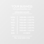 白いビジネスの営業時間（透明） ウィンドウサイン (シート)