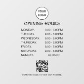 白いビジネスオープンのためのモダンスクリプトQRコード ウィンドウサイン (シート)