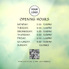 白いビジネスオープンホワーズ モダンスクリプトQR ウィンドウサイン