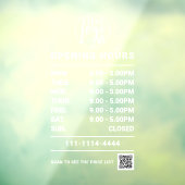 白いビジネス営業時間ロゴとQRコード ウィンドウサイン (シート3)