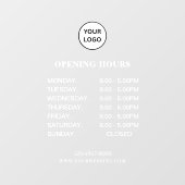 白いビジネス営業時間 シンプルモダンスクリプト ウィンドウサイン (シート)