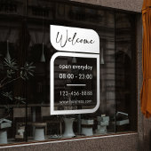 白いビジネス歓迎＆営業時間窓用シール ウィンドウサイン