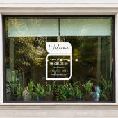 白いビジネス歓迎＆営業時間窓用シール ウィンドウサイン