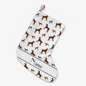 白いビズパーソナライズされたラの犬の名前を挙げる スモールクリスマスストッキング (正面 (吊り時))
