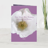 白いビーチのばら色のバースデー・カード カード (裏面)