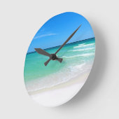 白いビーチ ラウンド壁時計 (傾斜)