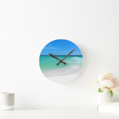 白いビーチ ラウンド壁時計 (ホーム)