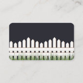 白いピケットフェンスと草の付いたアドレスカード 名刺 (裏面)