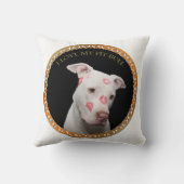 白いピットブルと赤いキスが顔中。 クッション (裏面)