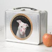 白いピットブルと赤いキスが顔中。 メタルランチボックス (インサイチュ)