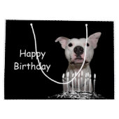 白いピットブルの誕生日 ラージペーパーバッグ (裏面)