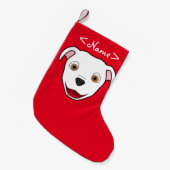 白いピットブルの顔 スモールクリスマスストッキング (正面 (吊り時))