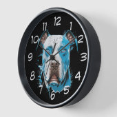 白いピットブル（青い目） 壁時計 (傾斜)