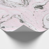 白いピンクと灰色の大理石の渦巻き ラッピングペーパー (角)